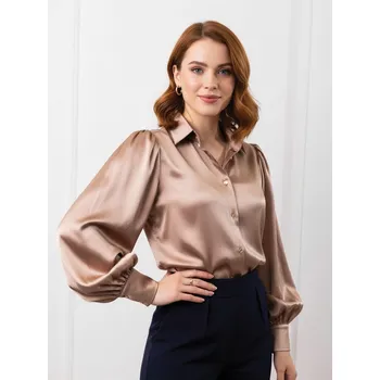 Satenová dámská béžová blůzka VSB ELEGANT