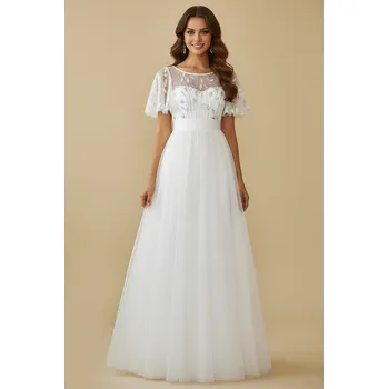 Dámské šaty EVER PRETTY Šaty svatební KLAUDIE bílé Barva: Bílá, Velikost: 48