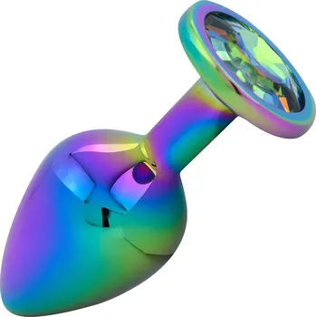 Anální kolík Sensual A64 Anální kolík kovový s duhovým krystalem 9,5 cm