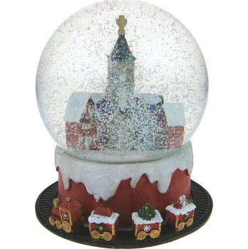 Vánoční dekorace Hrací sněžítko na klíček červené 22 cm