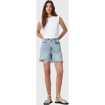 Dámské kraťasy Bavlněné riflové kraťasy AllSaints DORIS dámské, modrá barva, high waist, W067EC 50J, vel. 29