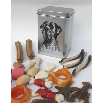 Chovatelství Německá doga harlekýn - plechová dóza s pamlsky pro psy (30 pamlsků)