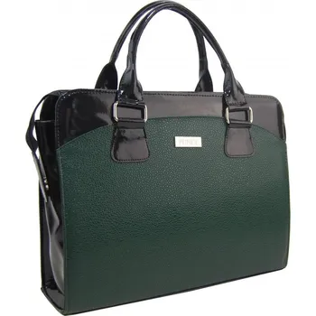 Kabelka PUNCE LC-01 zelená lakovaná dámská kabelka pro notebook do 15.6 palce