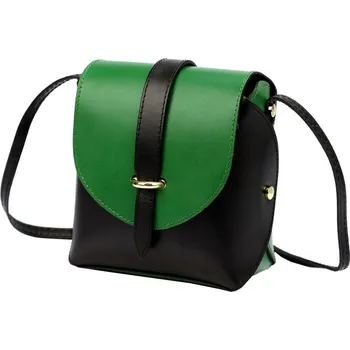 Kabelka Kožená moderní malá dámská crossbody kabelka černá / zelená