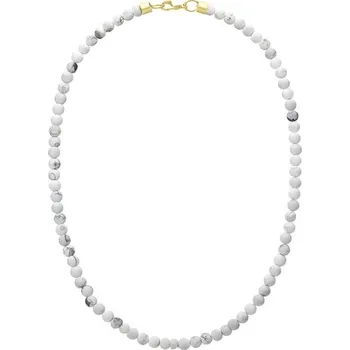 Náhrdelník Manoki Pánský korálkový náhrdelník Fernando Gold - 6 mm bílý howlit X-NH1362/70 Bílá/čirá 70 cm