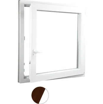 Okno ALUPLAST Plastové okno jednokřídlo dekor/bílé 110x100 Barva: Tmavý dub/bílá, Otvírání: Pravé, Zasklení: Dvojsklo Ug= 1,1