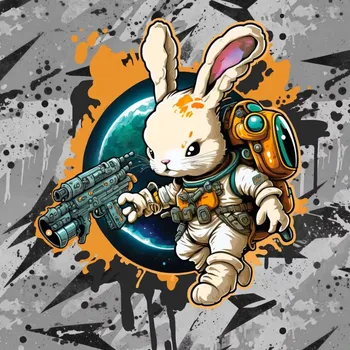 Teplákovina Pouliční válečník králík, panel XL (E) (Panely a ladící metráž)