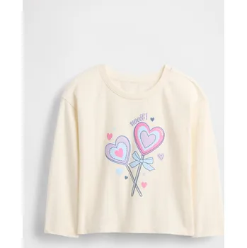 Dívčí tričko Dětské triko s dlouhým rukávem a potiskem GAP krémová 3471371