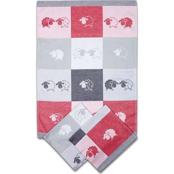 Utěrka Kuchyňské utěrky Ovečky kostka(3 ks v balení) b.červená - doprava zdarma od 2 000 Kč