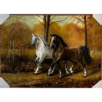 Obraz Bondecor Obraz "Koně na polní cestě" - tisk na papír na MDF desku, 70 x 50cm