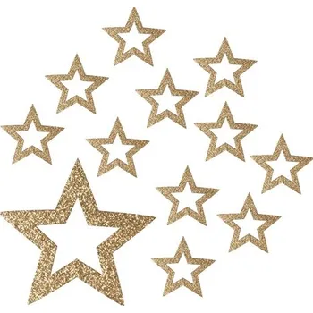 Vánoce Anděl Přerov s.r.o. Hvězdy s glitry 5 cm, 12 ks - výběr barvy Barva (komplet): Zlatá