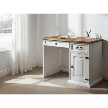 Komoda Pc stůl z masívu Sweet Home BIR15 se šuplíkem Barevné provedení: Bílá - bezbarvý vosk