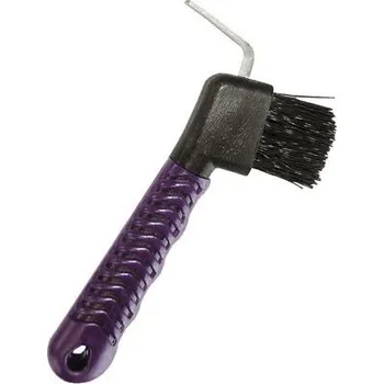 Čištění pro koně Kopytní háček s kartáčkem dvoubarevný černo/fial. - doprava zdarma od 2 000 Kč