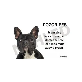 Výstražná tabulka FRANCOUZSKÝ BULDOČEK ČERNÝ lesk - doprava zdarma od 2 000 Kč