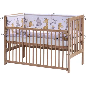 Dětská postýlka Dětská postýlka 120 x 60 cm buk přírodní s kompletní výbavou Scarlett Nebula - béžová, stahovací bok