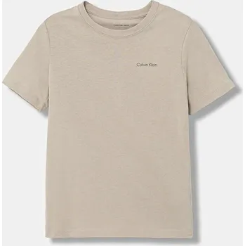 Dětské bavlněné tričko Calvin Klein Jeans IU0IU00683.128.176.PPY2 béžová 80X, vel. 140