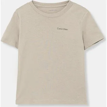 Chlapecké tričko Dětské bavlněné tričko Calvin Klein Jeans šedá barva, s potiskem, IU0IU00683 IU0IU00683.104.116.PPY2 80X, vel. 104