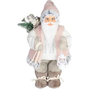 Vánoční dekorace STREND PRO Dekorace MagicHome Vánoce, Santa, s dárkem, růžovo-hnědá, 30 cm