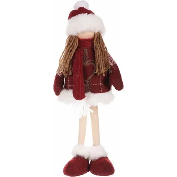 Vánoce Vánoční dekorace látková holčička Kabátek, v. 35 cm, červená