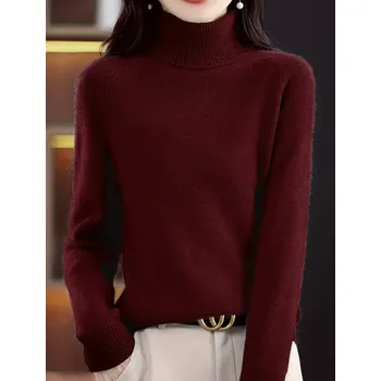 Dámský svetr Dámský rolák Barva: Červená, Velikostní tabulka: M