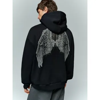 Pánská móda Mikina s&nbsp;kapucí a&nbsp;potiskem - S - House - černá - 580JL-99X