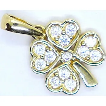 Přívěsek Klenoty Budín Dámský zlatý přívěsek ze žlutého zlata se zirkony čtyřlístek pro štěstí 585/0,85gr HK3242 (Klenoty Budín Dámský zlatý přívěsek ze žlutého zlata se zirkony čtyřlístek pro štěstí 585/0,85gr HK3242)