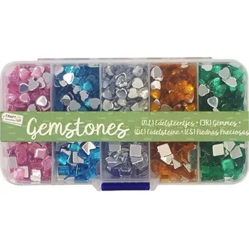 Dekorační kamínky v plastovém boxu - srdíčka