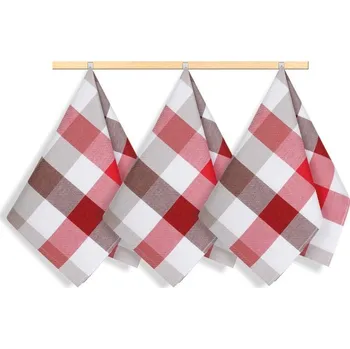 Utěrka Kuchyňské utěrky - sada 3 kusů Červená,Bordová,Bílá BX13628 - 50x70 cm