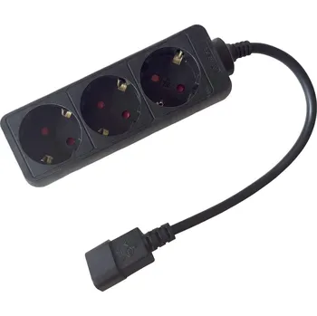 Rozvaděč MAXLINK Prodlužovací přívod 3x230V DE SCHUKO pro UPS (IEC320-C14), 30cm WN217-3/07/0.3BK-3-DE