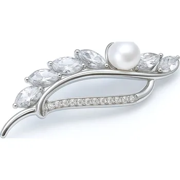 Brož JKB Jewel Stříbrná brož s přírodním čirým topazem a perlou