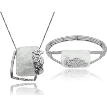 Souprava šperků Yvon Luxusní sada šperků MARISELLE s listovým motivem v platinovém odstínu