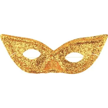 Karnevalová maska Škraboška - zlaté kočičí uši s glitry