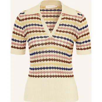 Dámská košile Zimmermann Dámské Pletené Polo Tričko, krémová / tmavě hnědá...