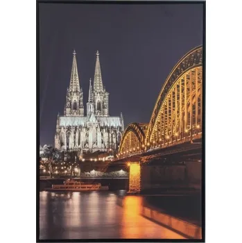 Obraz Bondecor Obraz "Most a katedrála gold" - tisk na plátno vložené do MDF rámu, 59x84 cm