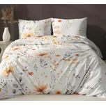 Saténové povlečení 160x200 bílá béžová listy na zip 5066 A KARO Satin 225495492