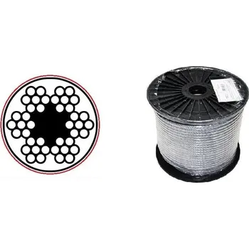 Lano lanko 3/4mm ocel PVC červené Zn DIN 3055 (6*7M-FC)