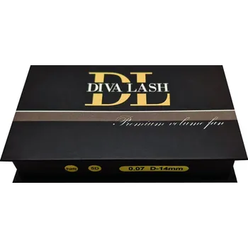 Umělé řasy Diva LASHES DIVA POINTY FAN SUPER PACK 3D C - 0,07 1000 ks Zakřivení: C, Síla řas: 0,07, Délka řas: 14 mm