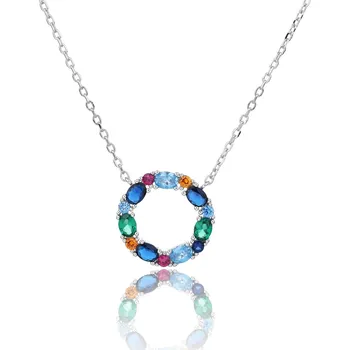 Náhrdelník Jan Kos jewellery Stříbrný řetízek s přívěskem s barevnými z