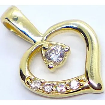 Přívěsek Klenoty Budín Dámský zlatý přívěsek ze žlutého zlata se zirkony srdíčko 585/0,55gr HK3252 (Klenoty Budín Dámský zlatý přívěsek ze žlutého zlata se zirkony srdíčko 585/0,55gr HK3252)