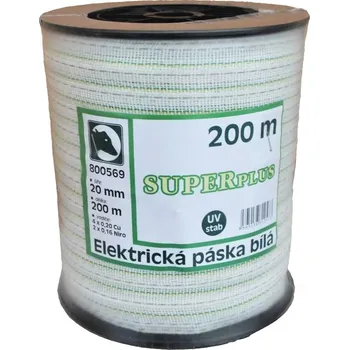 Ohradník Vodivá páska pro elektrický ohradník SUPER plus 20mm bílozelená 200m - doprava zdarma od 2 000 Kč