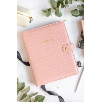 Náplň do diáře Kožený (vegan) kroužkový obal na diář A5 (růžová)