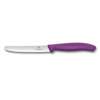 Kuchyňský nůž Victorinox Swiss Classic zoubkovaný nůž na rajčata Eggplant Purple 6.7835.C1
