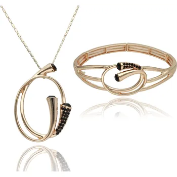 Souprava šperků Yvon Luxusní sada šperků AVELINE v růžovozlatém tónu - náhrdelník a náramek