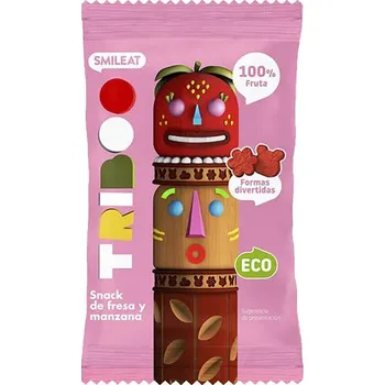 Sušené ovoce Smileat BIO 100% ovocné měkké bonbónky jablko a jahody 25 g