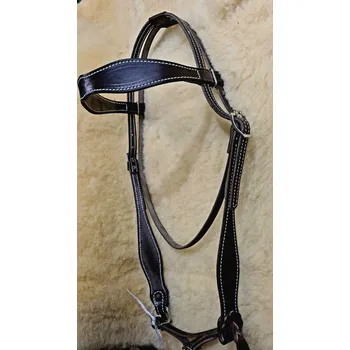 MONTANA westernová uzdečka s širokou čelenkou prošívaná b. sv.hnědá 3/full - doprava zdarma od 2 000 Kč