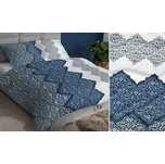 Saténové povlečení 160x200 námořnická modř bílá geometrický zip 3065 A KARO Satén 225495530