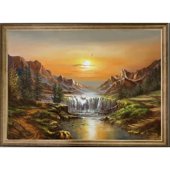 Obraz Bondecor Obraz "Hory" - v dřevěném frézovaném rámu, 100x60cm