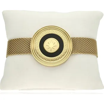 Náramek Náramek YVON z pozlacené oceli s pleteným designem a hvězdným detailem