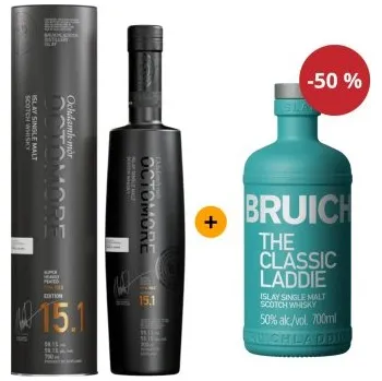 Whisky Akce: Druhá láhev za půlku Octomore 15.1 0,7 L 59,1% + Bruichladdich The Classic Laddie 0,7 L 50%