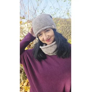 Čepice Dámský melírovaný set hnědý